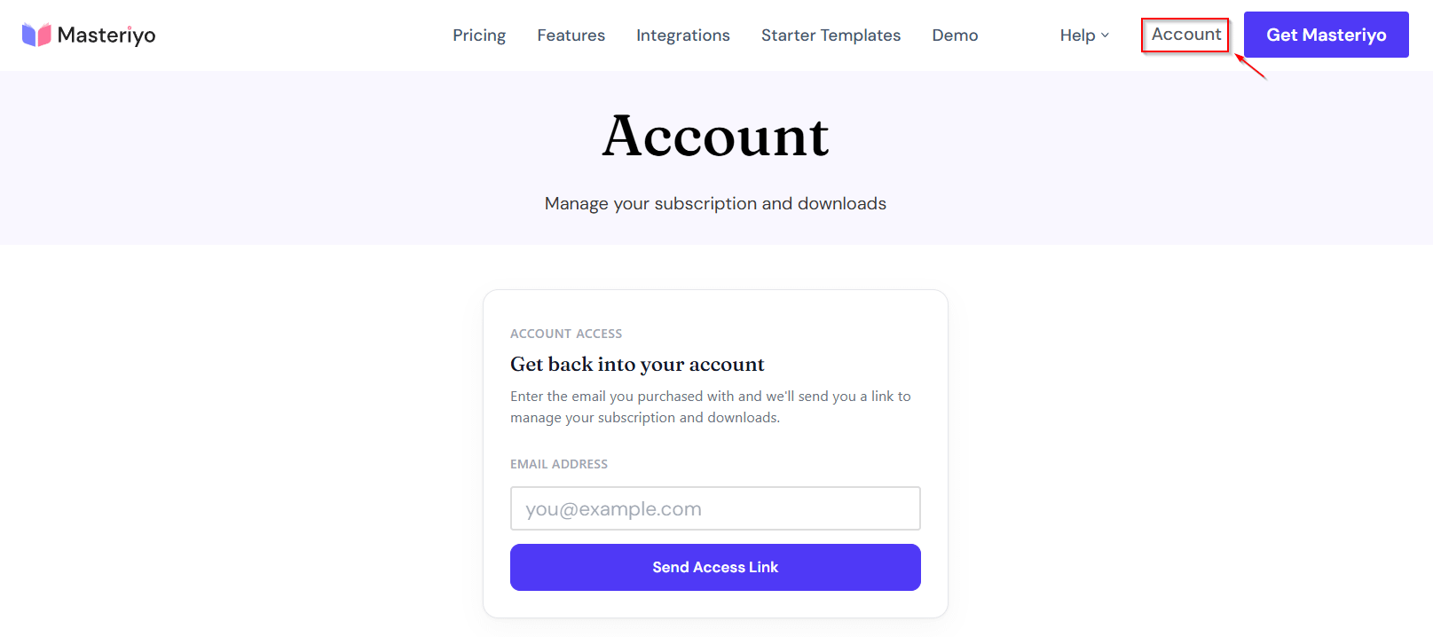 Masteriyo account login page