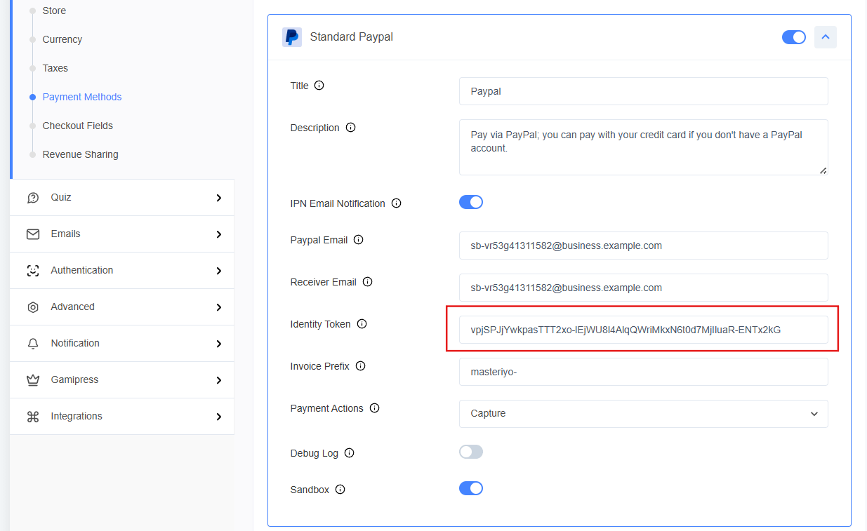 PayPal Business Token