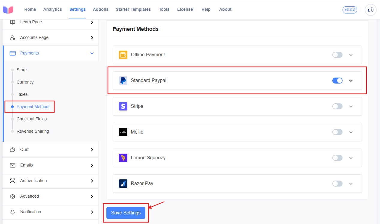Enable PayPal