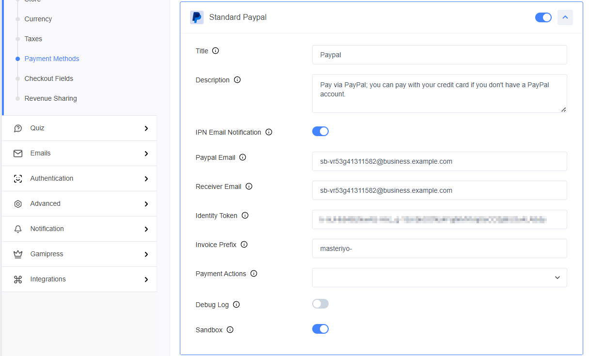 Masteriyo PayPal Configuration